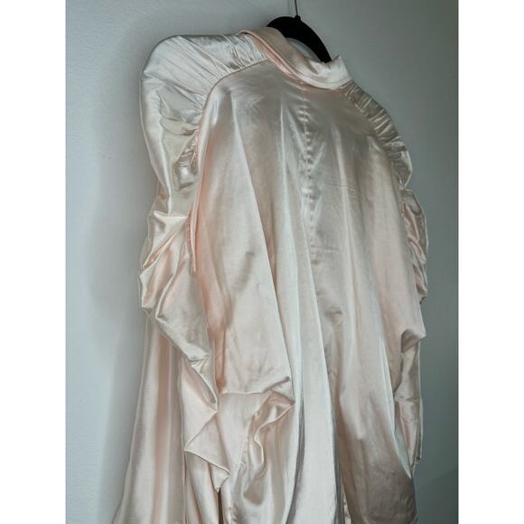 AS by DF Pink Button Up with Ruching Sleeves - Picture 3 of 5